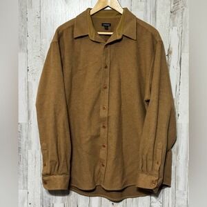 J Peterman Shirt Mens Brown Camel Hair Wool Outdoors Gorpcore Hiking Camping